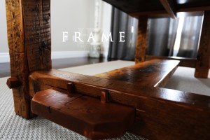 Details of table: 8 ft Frame style table - 46" wide - Reclaimed Threshing Floor Hemlock - Premium epoxy/matte polyurethane finish