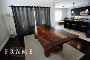 Details of table: 8 ft Frame style table - 46" wide - Reclaimed Threshing Floor Hemlock - Premium epoxy/matte polyurethane finish