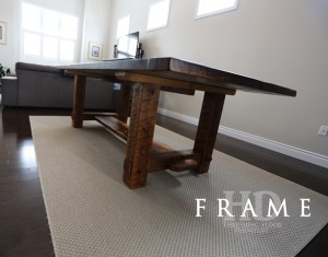 Details of table: 8 ft Frame style table - 46" wide - Reclaimed Threshing Floor Hemlock - Premium epoxy/matte polyurethane finish