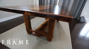 Details of table: 8 ft Frame style table - 46" wide - Reclaimed Threshing Floor Hemlock - Premium epoxy/matte polyurethane finish