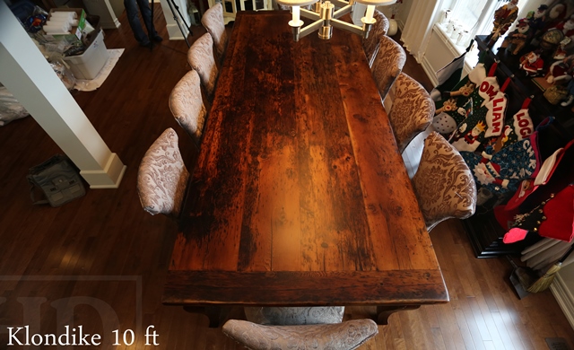 10 ft Harvest Table - 48" wide - Premium epoxy & matte polyurethane finish - Reclaimed Threshing Floor Hemlock - Cabriole Legs 