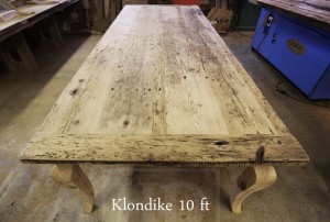10 ft Harvest Table - 48" wide - Premium epoxy & matte polyurethane finish - Reclaimed Threshing Floor Hemlock - Cabriole Legs
