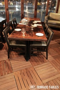 Custom restaurant tops –brand burnt in - Premium epoxy /matte polyurethane finish – Reclaimed Threshing Floor Pine – original edges - 2†thick threshing floor – bread-edge ends