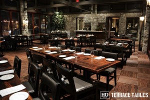 Custom restaurant tops –brand burnt in - Premium epoxy /matte polyurethane finish – Reclaimed Threshing Floor Pine – original edges - 2†thick threshing floor – bread-edge ends