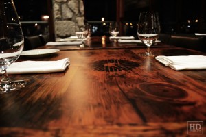 Custom restaurant tops –brand burnt in - Premium epoxy /matte polyurethane finish – Reclaimed Threshing Floor Pine – original edges - 2†thick threshing floor – bread-edge ends