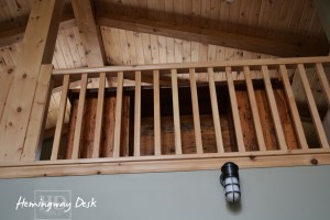 Desk Details: 6 ft Threshing Floor Walls Desk [ref: Hemingway] â€“ 36â€ deep â€“ 5 drawers â€“ Premium epoxy/matte polyurethane finish â€“ Reclaimed Wood Hemlock