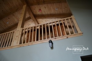 Desk Details: 6 ft Threshing Floor Walls Desk [ref: Hemingway] â€“ 36â€ deep â€“ 5 drawers â€“ Premium epoxy/matte polyurethane finish â€“ Reclaimed Wood Hemlock