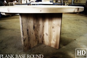 60" Round Table - Reclaimed Threshing Floor Top and Base - Premium epoxy/matte polyurethane finish - Vertical 2" Threshing Floor Walls Base