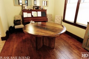 60" Round Table - Reclaimed Threshing Floor Top and Base - Premium epoxy/matte polyurethane finish - Vertical 2" Threshing Floor Walls Base