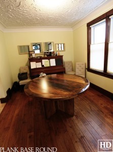 60" Round Table - Reclaimed Threshing Floor Top and Base - Premium epoxy/matte polyurethane finish - Vertical 2" Threshing Floor Walls Base