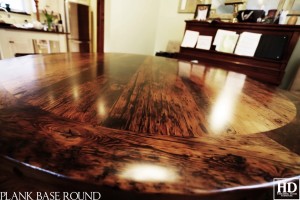 60" Round Table - Reclaimed Threshing Floor Top and Base - Premium epoxy/matte polyurethane finish - Vertical 2" Threshing Floor Walls Base