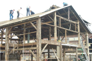 Ontario Reclaimed Wood Tables - Demolition Process HD Threshing Gerald Reinink Threshing Floor