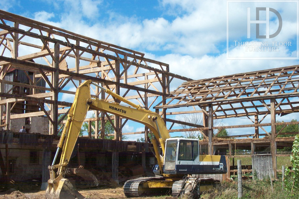 Ontario Reclaimed Wood Tables - Demolition Process HD Threshing Gerald Reinink Threshing Floor