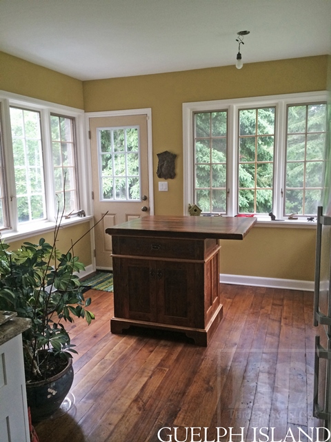 45†x 36†Island - 1†grainery board construction – 2†threshing floor Pine top minimal sanding with bread-edges – internal 1†shelving behind doors - Premium epoxy and matte polyurethane finish - 1 drawer/2 doors – Lee Valley hardware
