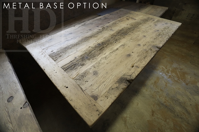 6' Metal Base Reclaimed Wood Table - 42 inches wide - Epoxy finish - Matte polyurethane topcoat finish - Reclaimed Hemlock 2" Barn floor board top Gerald Reinink