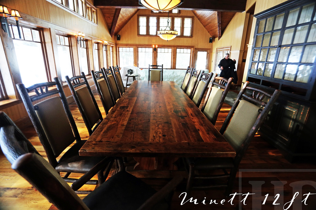 12 ft Trestle Cottage Table - 48" Wide - Reclaimed Hemlock Threshing Floor - Two - 24" leaves - Premium epoxy & matte polyurethane finish Gerald Reinink