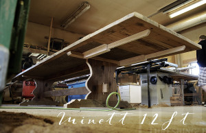 12 ft Trestle Cottage Table - 48" Wide - Reclaimed Hemlock Threshing Floor - Two - 24" leaves - Premium epoxy & matte polyurethane finish Gerald Reinink