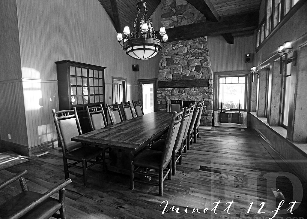 12 ft Trestle Cottage Table - 48" Wide - Reclaimed Hemlock Threshing Floor - Two - 24" leaves - Premium epoxy & matte polyurethane finish Gerald Reinink