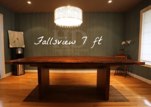Specifications: 7 ft Modern Plank 3" Posts Dining Room Table - 42" wide - Barnwood Hemlock - Premium epoxy and matte polyurethane finish Gerald Reinink