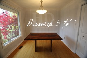 Details: 5 ft Reclaimed Wood Table - 36" wide - Reclaimed Hemlock - 3" plank posts style base - Premium epoxy/matte polyurethane finish Gerald Reinink