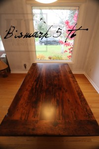 Details: 5 ft Reclaimed Wood Table - 36" wide - Reclaimed Hemlock - 3" plank posts style base - Premium epoxy/matte polyurethane finish Gerald Reinink