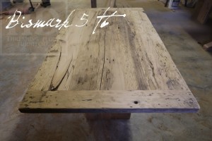 Details: 5 ft Reclaimed Wood Table - 36" wide - Reclaimed Hemlock - 3" plank posts style base - Premium epoxy/matte polyurethane finish Gerald Reinink