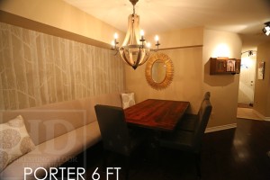 Details: 6 ft Reclaimed Wood Table - 42" wide - Reclaimed Hemlock - Black stain treatment on base - Premium epoxy/matte polyurethane finish