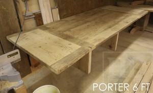 Details: 6 ft Reclaimed Wood Table - 42" wide - Reclaimed Hemlock - Black stain treatment on base - Premium epoxy/matte polyurethane finish