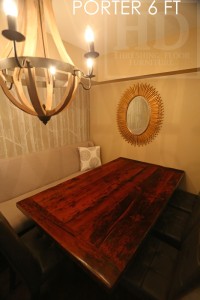 Details: 6 ft Reclaimed Wood Table - 42" wide - Reclaimed Hemlock - Black stain treatment on base - Premium epoxy/matte polyurethane finish