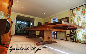 Details of Table: 10' Trestle Table - 48" wide - Premium epoxy and matte polyurethane finish - Two 18" leaves making total length 13 ft when extended - 4" skirting - 8 drawers