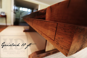 Details of Table: 10' Trestle Table - 48" wide - Premium epoxy and matte polyurethane finish - Two 18" leaves making total length 13 ft when extended - 4" skirting - 8 drawers