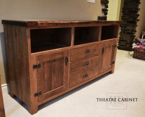 reclaimed wood tv cabinet, reclaimed wood entertainment unit, reclaimed wood buffet, epoxy finish, Gerald Reinink, reclaimed wood cabinets Ontario