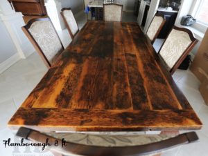 reclaimed wood dining tables ontario, harvest tables Ontario, Gerald Reinink, epoxy finish