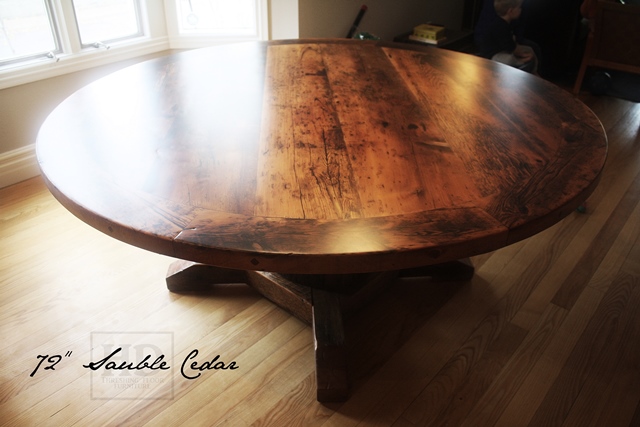 round dining table, round reclaimed wood table Ontario, reclaimed wood tables Ontario, HD Threshing Floor Furniture, Gerald Reinink