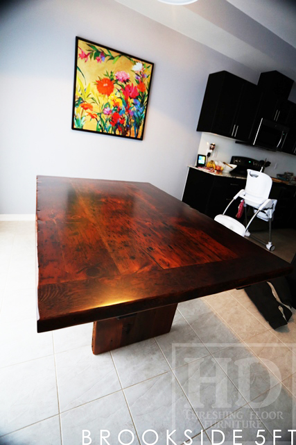 modern kitchen reclaimed wood table, beamsville, Ontario, epoxy finish