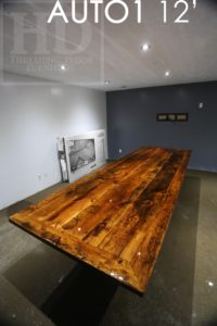 reclaimed wood boardroom tables Toronto, epoxy finish, conference tables