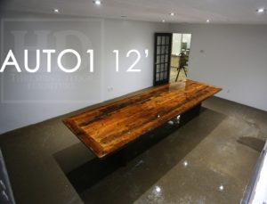 reclaimed wood boardroom tables Toronto, epoxy finish, conference tables