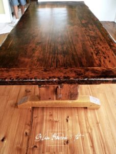 reclaimed wood tables Ontario, cottage tables, trestle table, Gerald Reinink, Barnboard Hemlock, Custom Built, epoxy finish