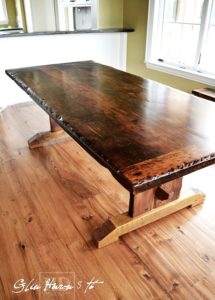 reclaimed wood tables Ontario, cottage tables, trestle table, Gerald Reinink, Barnboard Hemlock, Custom Built, epoxy finish