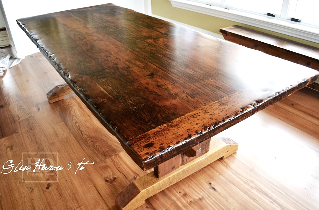 reclaimed wood tables Ontario, cottage tables, trestle table, Gerald Reinink, Barnboard Hemlock, Custom Built, epoxy finish