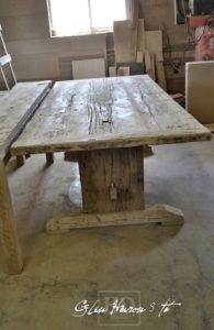 reclaimed wood tables Ontario, cottage tables, trestle table, Gerald Reinink, Barnboard Hemlock, Custom Built, epoxy finish