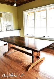 reclaimed wood tables Ontario, cottage tables, trestle table, Gerald Reinink, Barnboard Hemlock, Custom Built, epoxy finish