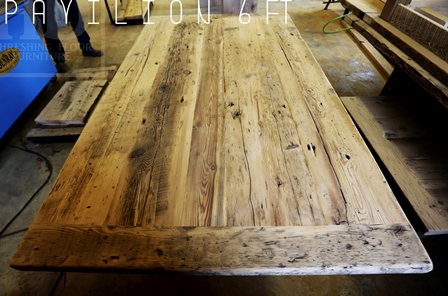 reclaimed wood tables Ontario, rustic farmhouse dining table, frame, heavy duty, solid wood table, mennonite tables Ontario, Gerald Reinink, Newmarket