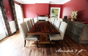 reclaimed wood tables Toronto, epoxy finish, barnwood dining table