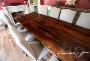 reclaimed wood tables Toronto, epoxy finish, barnwood dining table