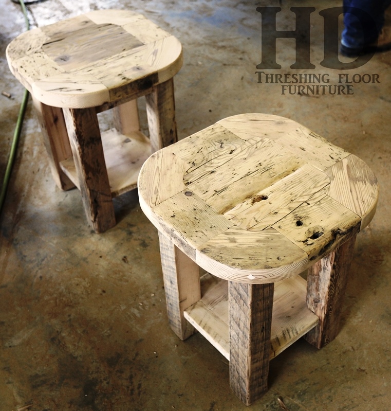 reclaimed wood end tables, side tables, nightstands, sofa tables, epoxy, Gerald Reinink, HD Threshing Floor Furniture, Hemlock, farmhouse, cottage tables