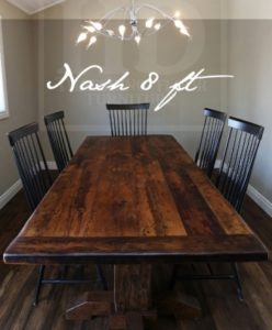 reclaimed wood pedestal tables Ontario, Kitchener, Ontario, Hand-Hewn Beams, Gerald Reinink, HD Threshing Floor Furniture, epoxy, Shaker style chairs, barnwood, farmhouse, dining