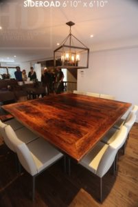 reclaimed wood pedestal tables, Toronto, Ontario, epoxy, resin, square table, Gerald Reinink