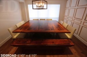 reclaimed wood pedestal tables, Toronto, Ontario, epoxy, resin, square table, Gerald Reinink