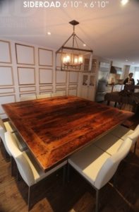 reclaimed wood pedestal tables, Toronto, Ontario, epoxy, resin, square table, Gerald Reinink